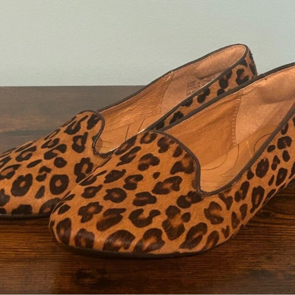 Indigo Brown and Black Flats with Leopard Print